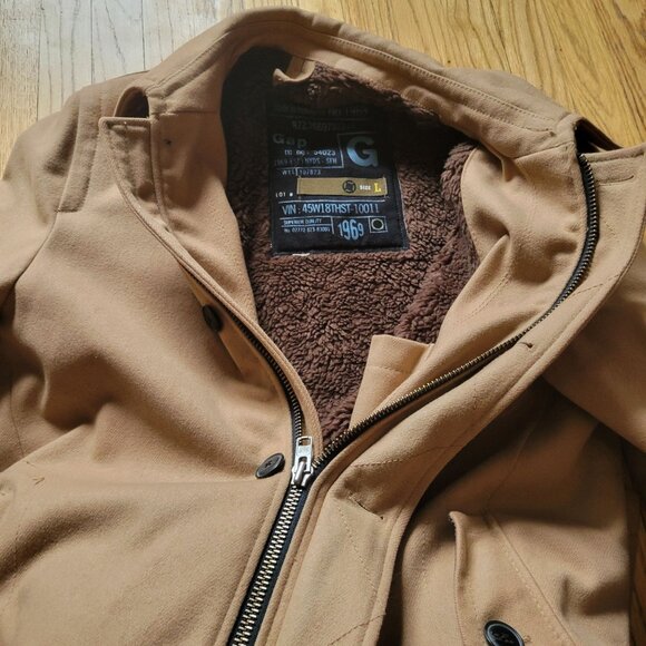 Gap Tan Beige Wool Blend Coat L Sherpa Lining - Picture 3 of 13